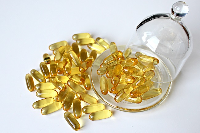 Omega-3 fish oil capsules.